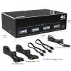 Y9S5QZ5 DP USB 3.0 KVM Switch Dual Monitor Display Port HDMI-Compatible Switcher for 2 Computer Laptop Share Keyboard Mouse Monitors view 2