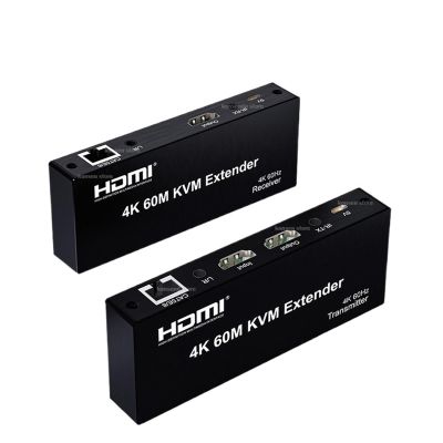 Y9S5QZ5 4K HDMI KVM Extender Over Rj45 Cat6 Cable 60M KVM Rj45 Ethernet Extender Transmitte Receiver Kit Support USB Mouse Keyboard(with AU Plug)