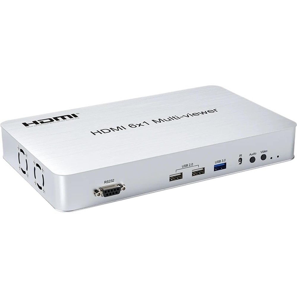 6x1 HDMI KVM Multi Viewer 6 in 1 Out Video Multi Viewer with KVM Switcher Support USB Mouse Keyboard with PIP Zoom in Out Rotate