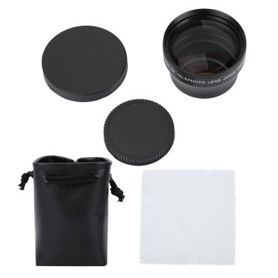 2X Lens with 37mm Mount Camera, Solid Aluminum Alloy Magnification HD Converter Telephoto Converter Lens for 37mm Mount Camera