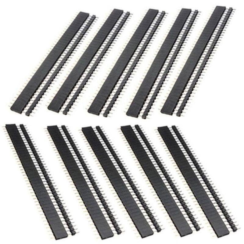 10 Pairs 40 Pin 2.54mm Male & Female SIL Header Socket Row Strip PCB Connector Product Products Electronics Stocks