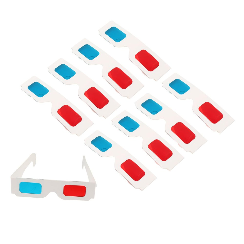 CIYODO 100 Pcs Disposable 3D Red Blue Glasses Cardboard Movie Glasses for Video Viewing Anaglyph Eyewear for Ages