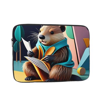 Busy Beaver Print Shock Resistant Laptop Sleeve,Oxford Cloth Protective Sleeve for 13-17 in Notebook Tablet