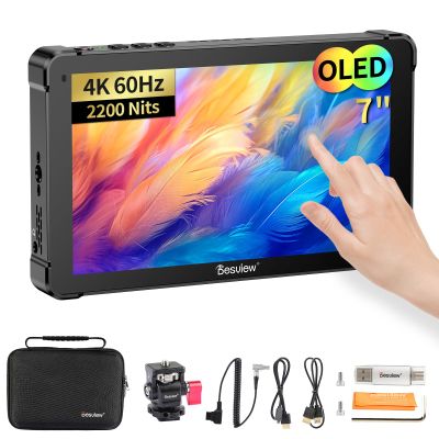 Desview OL7 Camera Field Monitor 7 inch OLED Touch Screen Camera Monitor with 3D LUT HDR Waveform Video Peaking Focus Assist 4K HDMI Input Output for DSLR