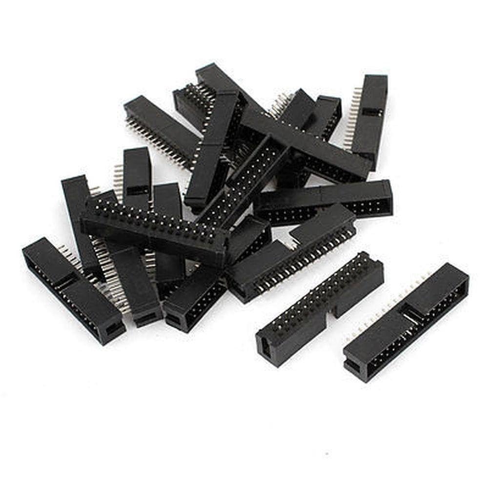 20Pcs IDC Box Header DC3-30P 30 Way 2.54mm JTAG Socket Connector Black