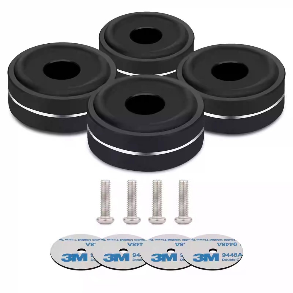 HiFi Speaker Isolation Feet Spikes Shock-absorbing Aluminum Tube Amp Vibration-damping Stand Feet CD Player Floor Protector Mat Subwoofer Vibration Absorber Non-Slip Record Player Base, 40*15mm Black