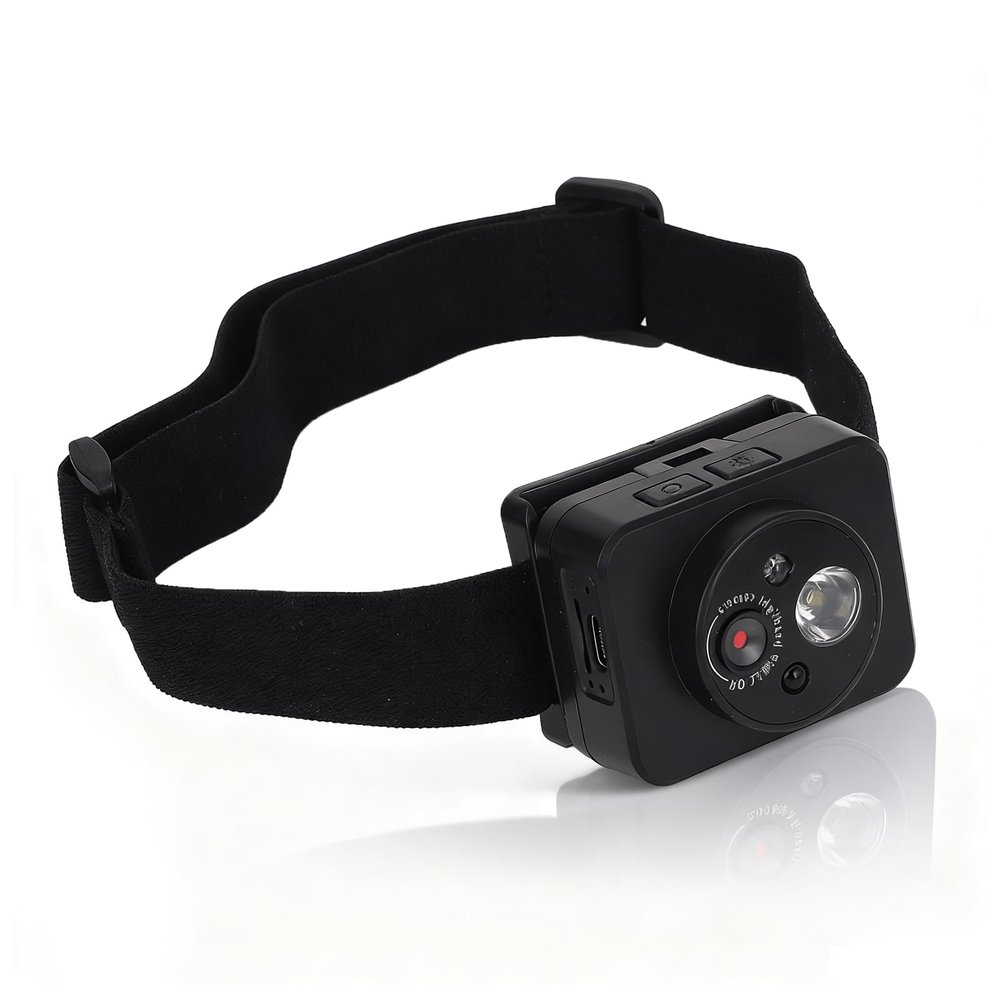 Gugxiom Head Mounted Action Camera with Fill Light, 2MP Headlamp Wearable Head Camera, 1080P Wearable Body Video Comcorder for POV Outdoor Running, Camping, Hiking