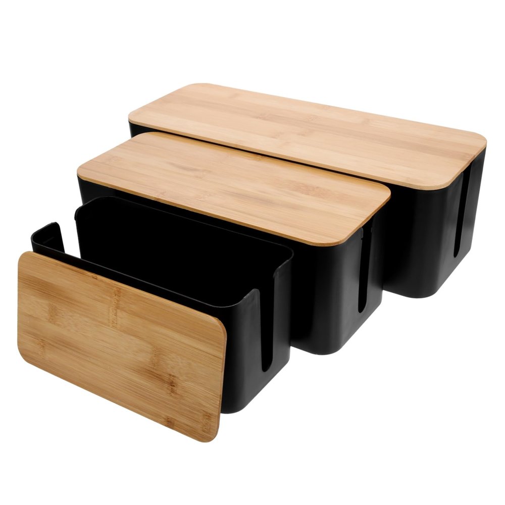 Angoily 3pcs Organizer Box with Lids Cord Organizer for Home Office Conceal Wires and