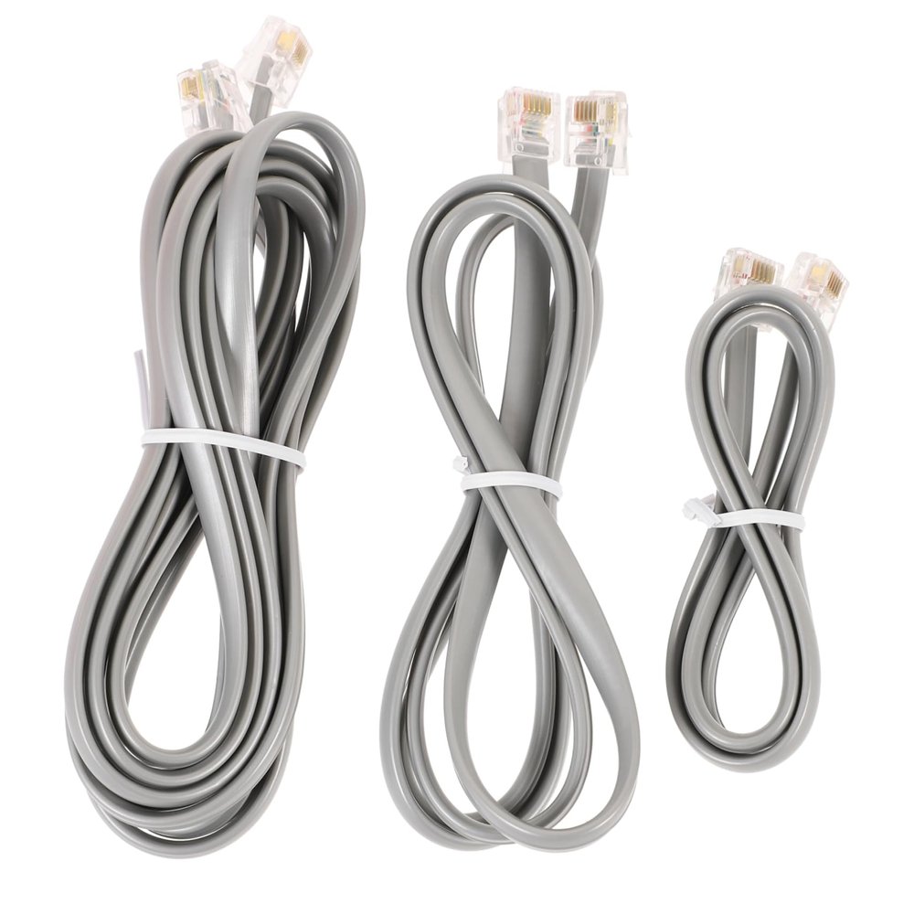 3pcs Landline Phone Extension Cord Kits 6 Pin RJ12 Head Cables Flexible Phone Jack Cords for Home or Office Use