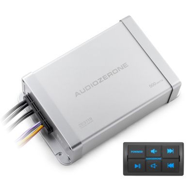 Marine Bluetooth Amplifier car Audio System Waterproof Multi-Function Remote Class D Amp ATV UTV Amp 4 Channel Output (Silvery)