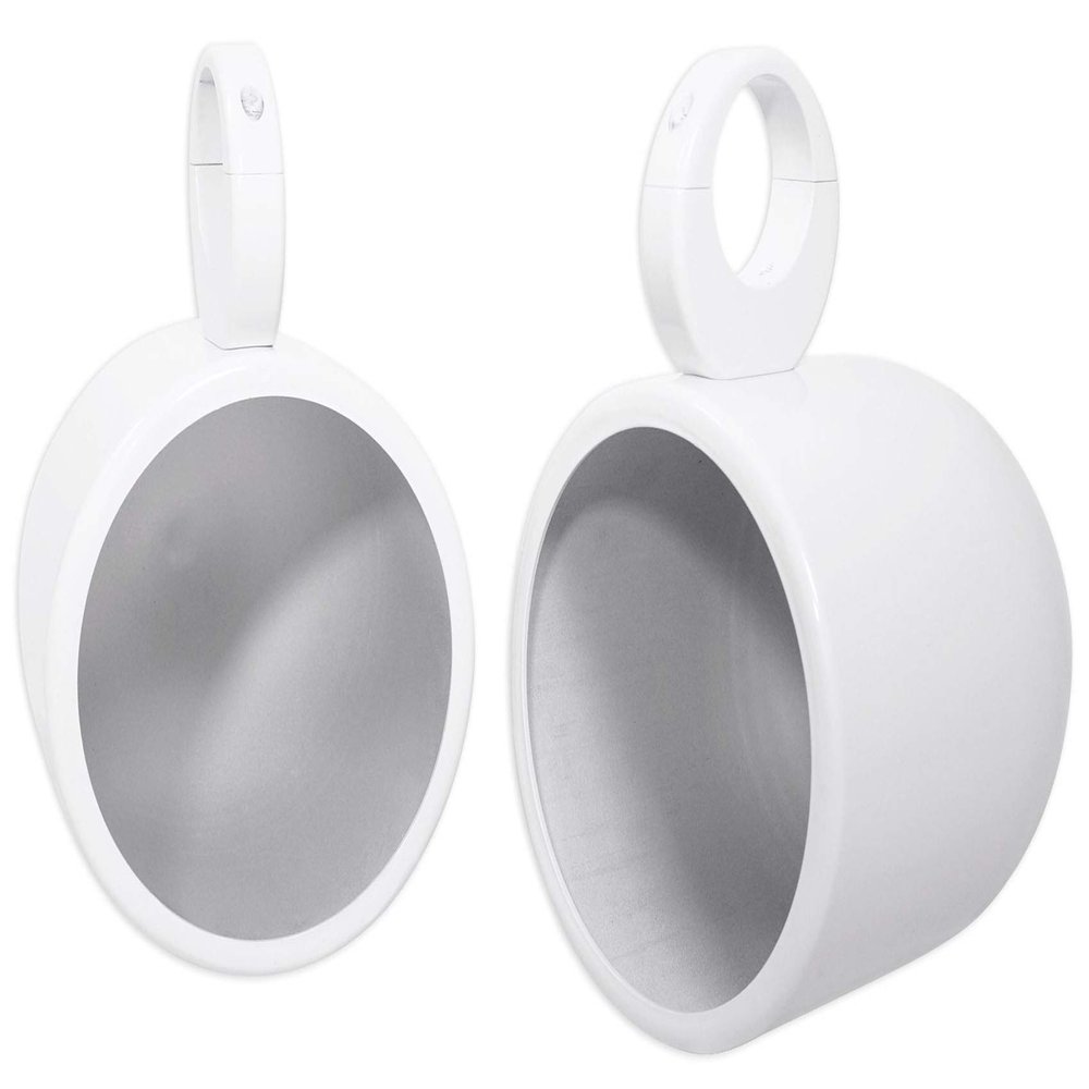 Rockville Pair MAC90W 8 White Aluminum Wakeboard Tower Speaker Pod Enclosures for Polaris RZR/ATV/UTV/Cart