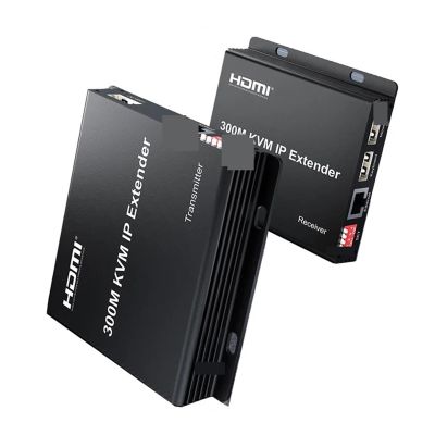 D3LX0Z1 300M HDMI Extender Over IP Rj45 Cat6 Ethernet Cable 1080P HDMI KVM Extender Muitlpoint Connect via Network Switch for PC DVR TV(with EU Plug,300M KVM IP Extender)