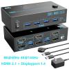 Y0S3QZ1 4K@144Hz KVM Switch 2 Monitors 2 Computers 8K@60Hz,HDMI +Displayport Dual Monitor with 4 USB 3.0 Port for Keyboard Mouse Printer(AU Power Adapter) view 2