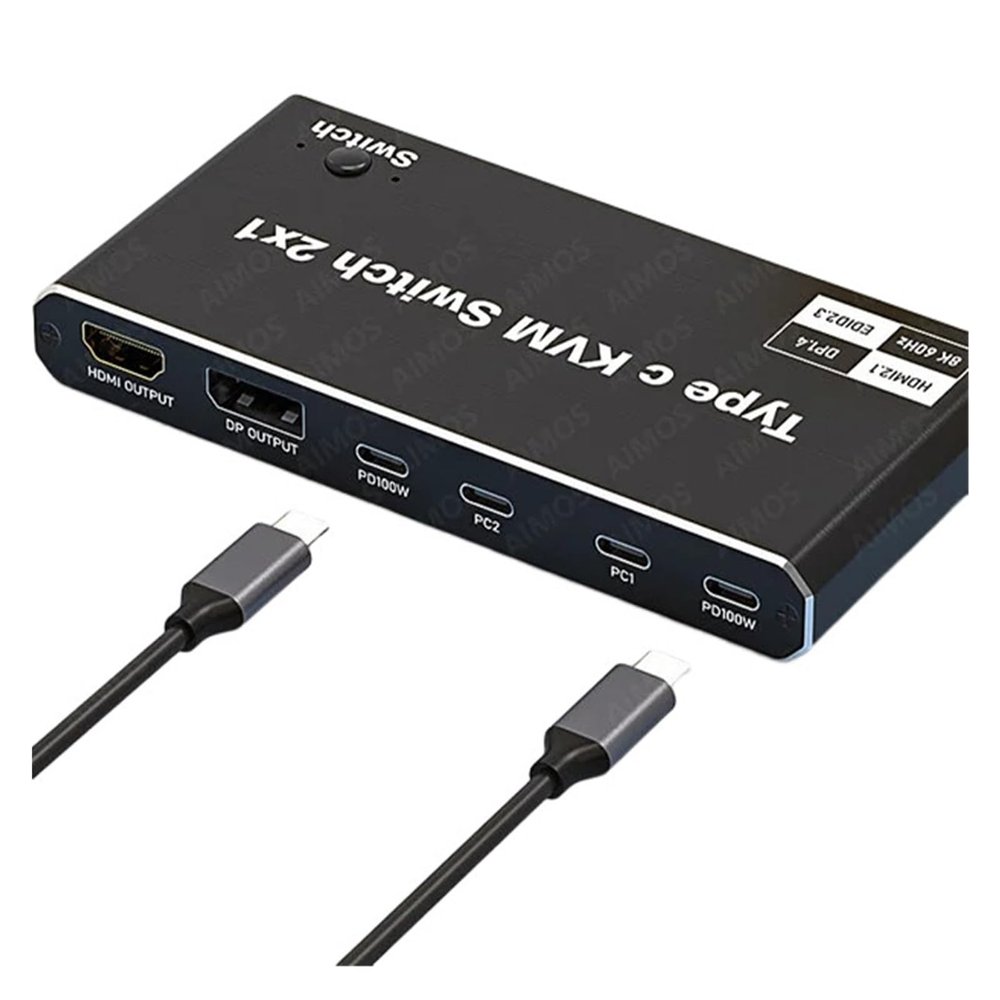 L6AS0F7 HDMI 2.1 8K 2x1 Thunderbolt 4 USB C KVM Switch 100W PD Charge 4K 144Hz Type C KVM Switch Switcher for 2 Laptop M*ac*Book 1 Monitor