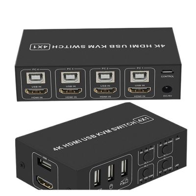 Y0S3QZ1 HDMI KVM Switch 4K 60Hz 4-Port USB KVM HDMI Switch selector Box USB 2.0 and HDMI 2.0 Switch KVM HDR for Mouse,keyboad,Monitor(4X1 Wire Control)