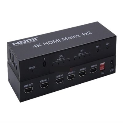 D3LX0Z1 4K 30Hz HDMI Matrix 4X2 Matrix HDMI 4X2 Adapter with Audio 4 in 2 Out HDMI Splitter Switcher Switch for HDCP2.2 Computer Monitor(USA Plug)