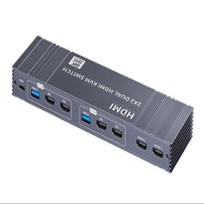 2x2 Dual Monitor KVM Switch HDMI+DP HDMI+HDMI DP+DP 4K 120Hz 2K 144Hz Share USB 3.0 Dual Dispaly Matrix 2 in 2 Out(DP DP,EU Plug)