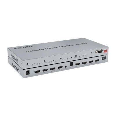 D3LX0Z1 4x4 HDMI Matrix Switch 4 in 4 Out with Audio Extractor 4K@30Hz/60Hz HDMI Matrix Switcher Splitter Selector Support EDID RS232(4K 30Hz Matrix 4x4,with US Plug)