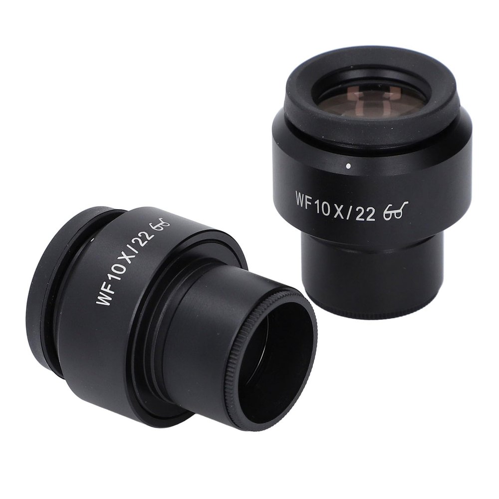 Microscope Eyepiece with 22mm Field of View, 30mm Mounting Interface, High Eye Spot, Diopter Adjustment, KP WF10X A, 2Pcs