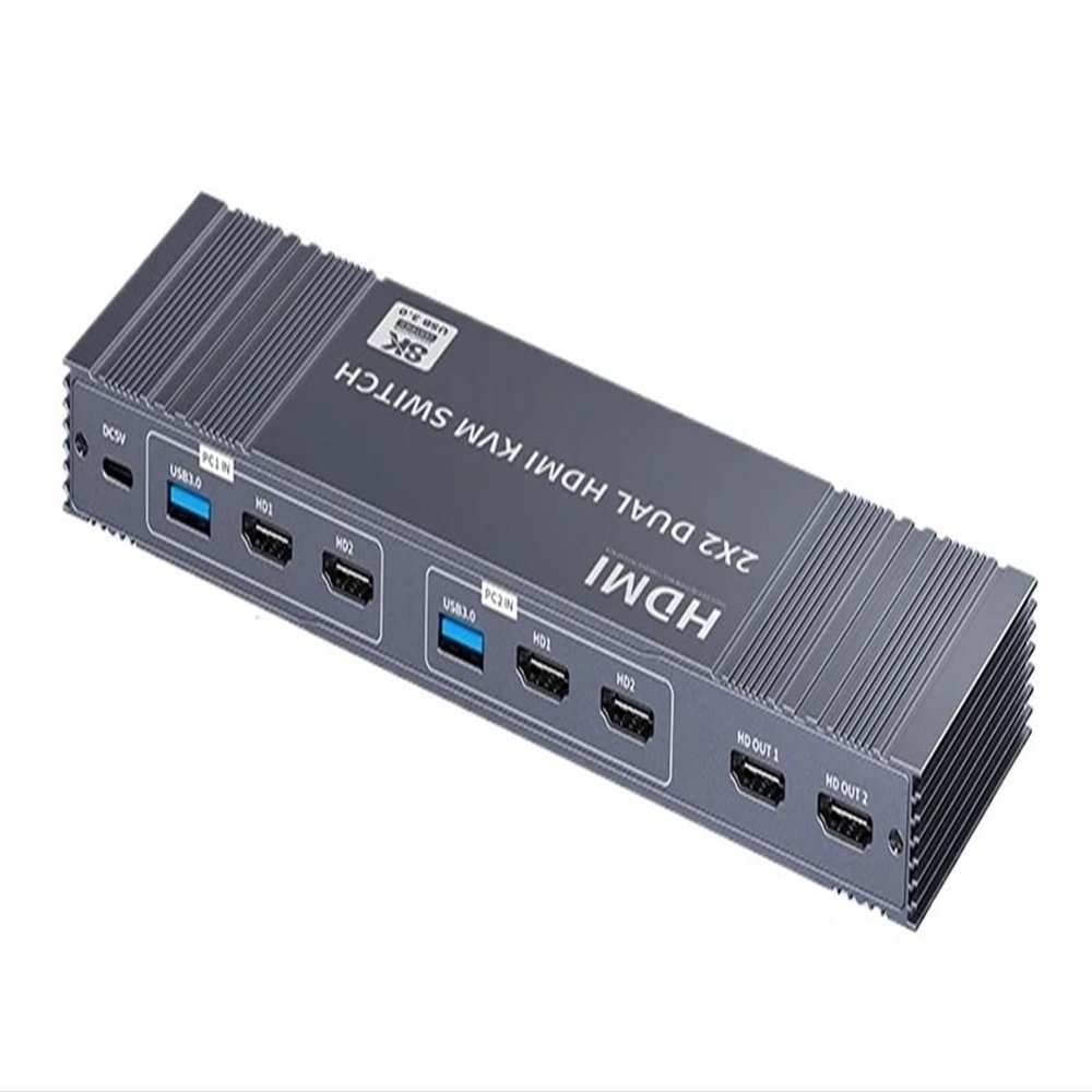 2x2 Dual Monitor KVM Switch HDMI+DP HDMI+HDMI DP+DP 4K 120Hz 2K 144Hz Share USB 3.0 Dual Dispaly Matrix 2 in 2 Out(DP DP,US Plug)