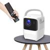 A008 Mini Projector with WiFi & Bluetooth,Electric Focus Al Voice Remote Control 1080P Outdoor Projector,Portable Quadrangle Trapezoid Correction,Compatible with iOS/Android/TV Stick/HDMI (White) view 1