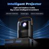 A008 Mini Projector with WiFi & Bluetooth,Electric Focus Al Voice Remote Control 1080P Outdoor Projector,Portable Quadrangle Trapezoid Correction,Compatible with iOS/Android/TV Stick/HDMI (White) view 2