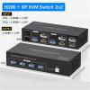 Dual Monitor HDMI KVM Switch 2x2 4K 60Hz HDMI Displayport USB 3.0 KVM Switcher Extended Display for 2 PC Share Mouse Keyboard(HDMI DP kvm Switch,with US Plug) view 2