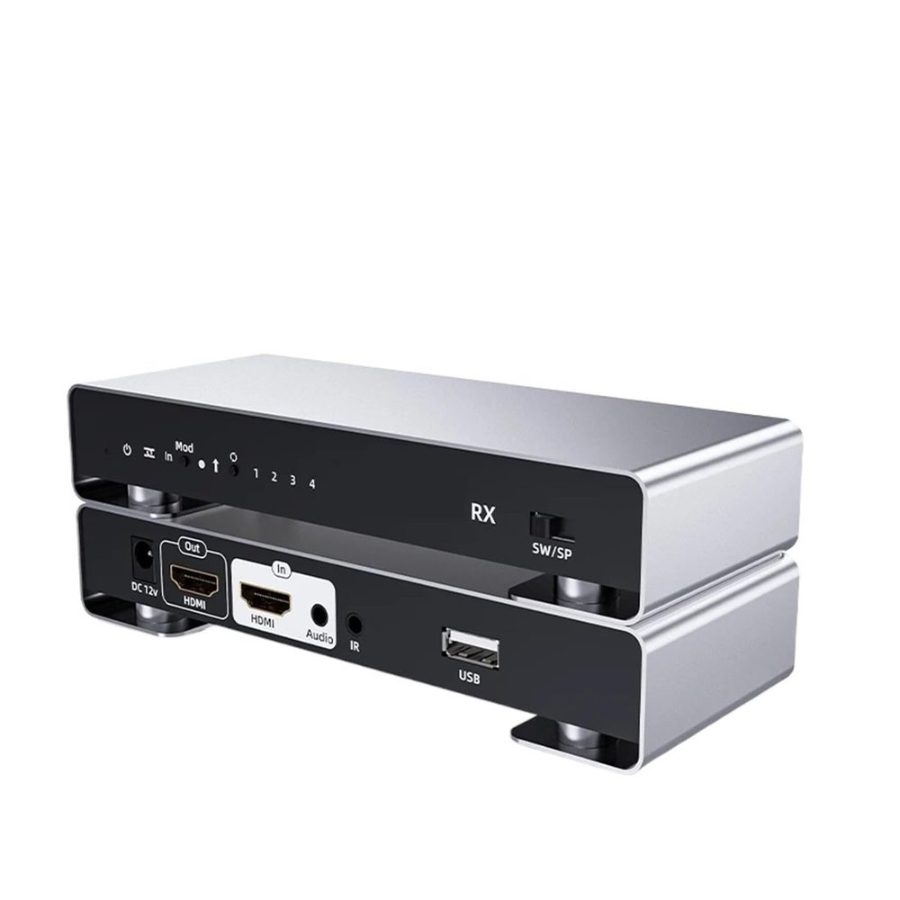 L6AS0F7 200M HDMI KVM Extender Over IP Rj45 Cat6 USB Ethernet Extender 656FT 1080P 60Hz for NVR Camera Monitoring Network Switch(200M TX,UK Plug)