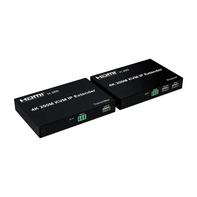 L6AS0F7 4K 200M HDMI IP KVM Extender Over Cat5e/6 HDMI KVM Matrix Extender with USB by Network Switch one to Many Support Mouse Keyboard(1 RX only,with UK Plug)