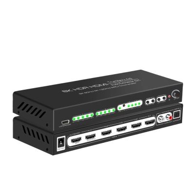 D3LX0Z1 HDMI 2.1 8k Switch 4 in 1 Out Audio Extractor 4 in 2 Out 8K 4x2 HDMI Matrix Video Splitter 4K120Hz 8K60HZ for PS5 Xbox PC to TV(with EU Plug)