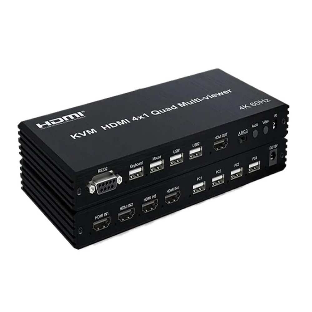 5MNG0Y8 HDMI 4x1 Multi-viewer KVM switcher 4K Seamless Quad Screen Real Time Multi Viewer Splitter 4 in 1 Out HDMI Switch Adapter(8X1 KVM 4K30,US Plug)