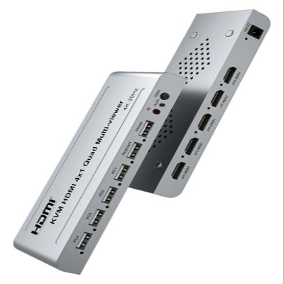 5MNG0Y8 4K HDMI KVM Switch 4x1 with Quad Multi Viewer 4 in 1 Out HDMI Multiviewer USB Switcher 4 in 1 Out for 4 PC Share Mouse Keyboard(KVM 4x1 4K30,EU Plug)