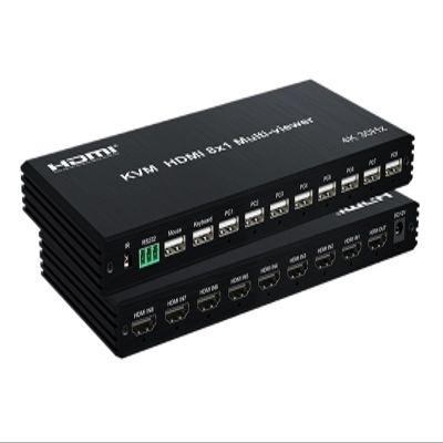 5MNG0Y8 4K KVM HDMI Multi-viewer 8x1 HDMI KVM Multi Viewer Seamless USB Synchronous Switch 8 in 1 Out Controller Support Mouse Traversal(8X1 KVM 4K30,EU Plug)
