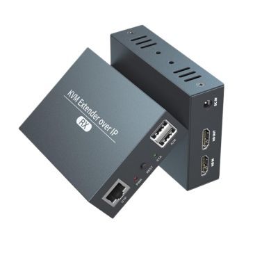 5MNG0Y8 HDMI KVM Extender Over IP RJ45 Ethernet Network KVM Extender USB HDMI 200M Over UTP/STP KVM Extender CAT5 CAT6(One TX and One RX,EU Power Plug)