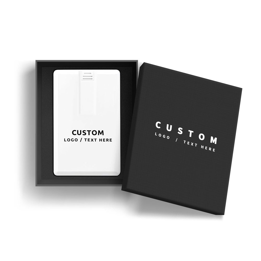 Custom Credit Card USB Flash Drive with Gift Box, 100 Pack Personalized Logo Flash Drive, Perfect for Non-Profits, Corporate Events & Promotional Giveaways (128, MB)