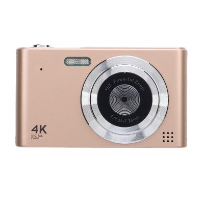 4K Digital Camera, 48MP 16x Zoom Auto Focus Point and Shoot Camera with 2.4in Screen, Built in Flash, Anti Shake, Face Detection, for Kids Teens Adult (Gold)
