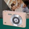 4K Digital Camera, 48MP 16x Zoom Auto Focus Point and Shoot Camera with 2.4in Screen, Built in Flash, Anti Shake, Face Detection, for Kids Teens Adult (Gold) view 3