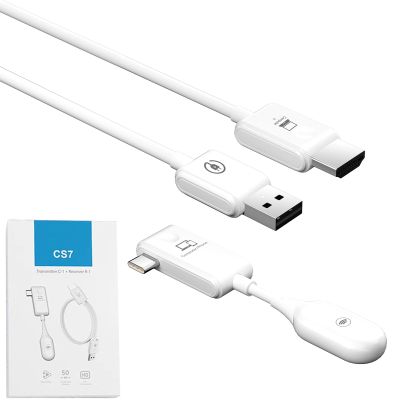 USB Wireless Projection Screen, Dehors Wireless HDMI, Dehors Video Transmitter, 1080P Wireless HDMI Extender for Desktop, PC, TV Box, PS4/5 to TV/Projector/MonitorTV/Projector/Monitor (White)