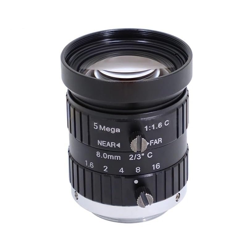 8mm Macro Lens 5MP C-Mount Lens 2/3 Inch Sensor Manual Aperture Machine Vision Lens for Cameras