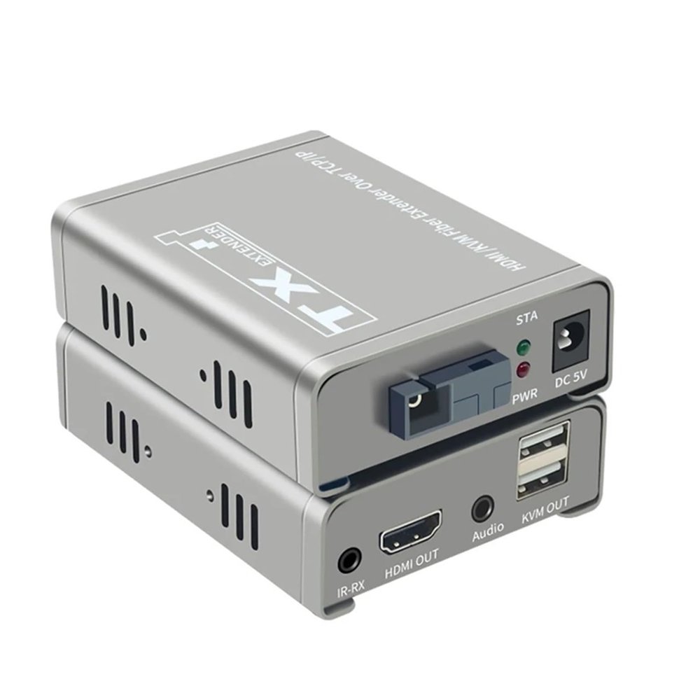 5MNG0Y8 20Km HDMI KVM Extender Over Optic Fiber Cable HDMI USB KVM Extender Transceiver Audio Video Converter Support USB Keyboard Mouse(with EU Plug)