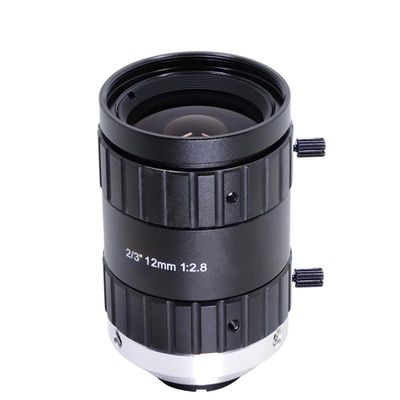 FA Lens 12mm Fixed Focus 2/3 Inch Sensor F2.8 Manual Aperture C-Mount 5MP Industrial Lens for Cameras