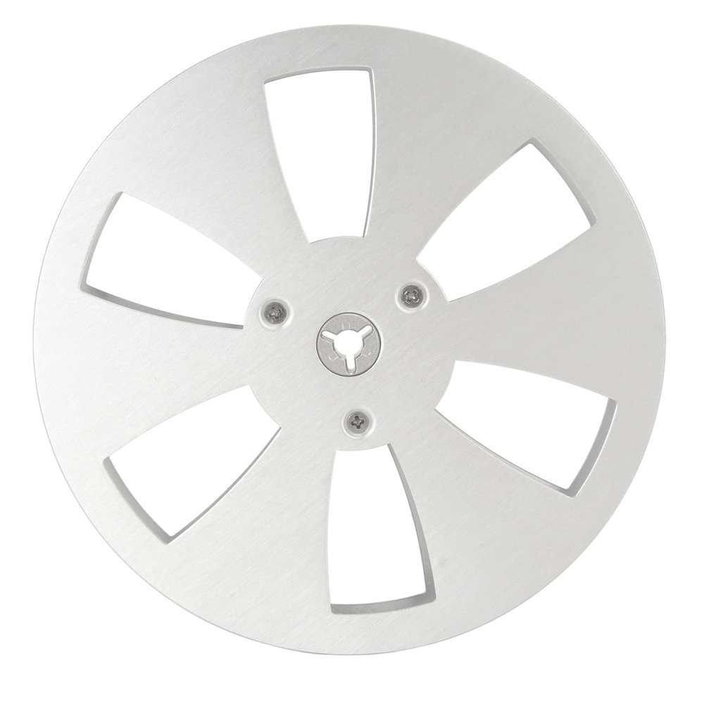 1/4 7 Inch Aluminum Alloy Empty Reel for Tape Recorders, 6 Hole Recording Takeup Reel, Silver