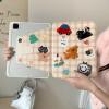 3D Plush Leather Folio Case with Adustable Stand Pencil Holder for Apple Cartoon Cute Lovely Adorable Classic Warm Girls Kids (Checkered Puppy Kitty, for iPad Pro 1st Generation 2018 11 Inch) view 3