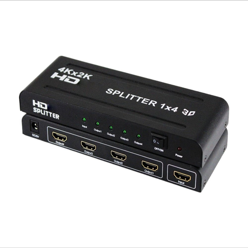 HDMI Splitter 1 in 4 Out [with Adapter] 4K 1x4 HDMI Splitter Repeat/Mirror Screen Only (Not Extend), 1 Source Extend to 4 Display Devices