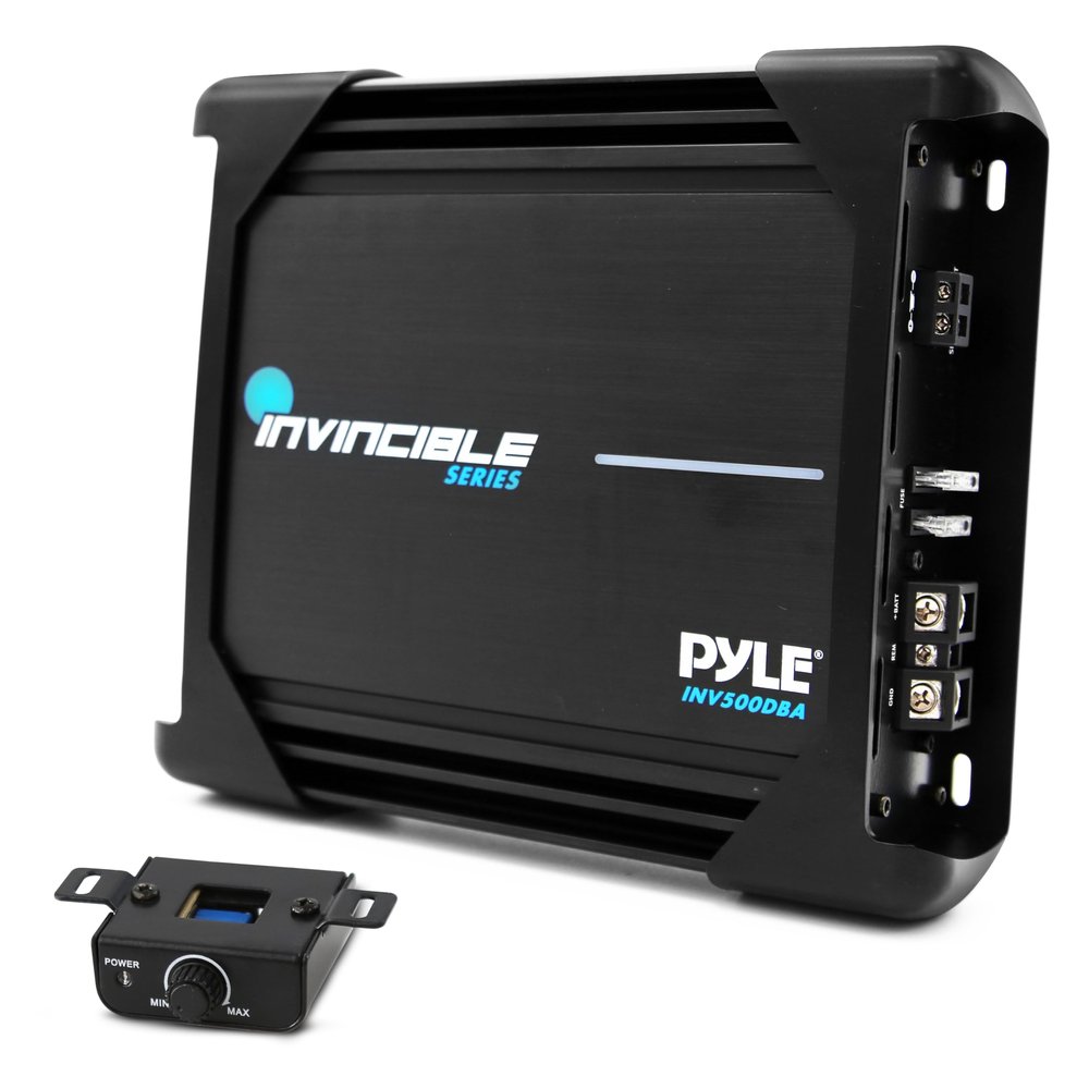 Pyle 1000W Monoblock Car Audio Amplifier 1 Channel MOSFET Power Amp with Bass Boost, Low Pass Filter, Subsonic Circuitry, RCA Inputs, Remote Control & Thermal Protection (9" x 8" x 2")