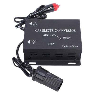 12V Car Power Converter Efficient Heat Dissipation Shockproof Transformer for Long Trips (20A)