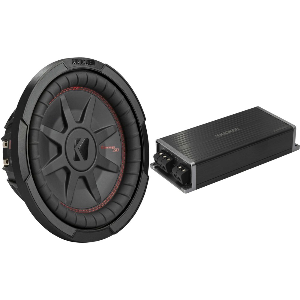 Kicker Marine KPX500.1 Amp & 10 in CompRT DVC 4 Ohm Bundle