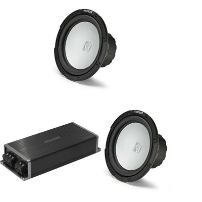 Kicker Marine KPX500.1 Powersports Amp & (2) 10" 4 Ohm Subwoofer Audio Upgrade