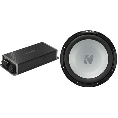 Kicker Marine KPX500.1 Powersports Amp & 12" Free Air 4 Ohm Subwoofer Audio Upgrade