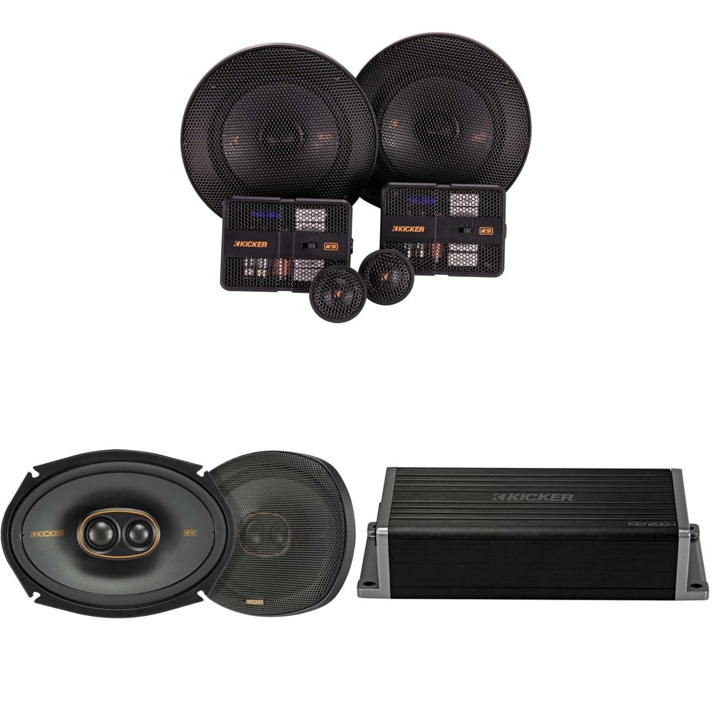 KICKER 47KEY2004 4-Channel DSP Smart Amp w/ 51KSS 5.25" & 6x9 3-Way Audio Upgrade Bundle